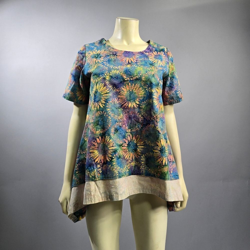 Blue and Green Short Sleeve Boxy Tunic R3